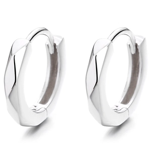 Boucles d'oreilles Huggie en argent sterling 925 avec texture torsadée géométrique polie