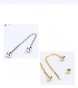 Detail showing S925 sterling silver screw back earrings in gold and silver finish