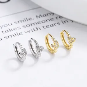 925 Sterling Silver Heart Hoop Earrings For Women Fashion Rhinestone Huggie Earrings Sweet Simple Personality Jewelry Gift