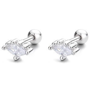 Élégantes boucles d'oreilles marquise en argent 925 avec fermoir à vis sécurisé