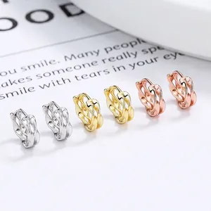 925 Sterling Silver Mobius Hoop Earrings For Women Double Layer Twisted Geometric Small Huggie Hoop Earrings Jewelry Gift