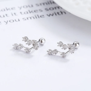 925 Silber Sternzeichen Ohrstecker mit Zirkonia-Steinen und Schraubverschluss für Damen