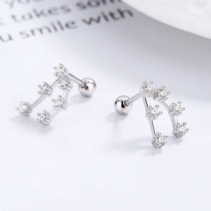925 Silber Sternbild Ohrstecker mit Zirkonia und Kugelverschluss für Damen