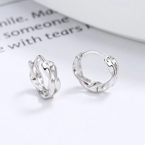 925 sterling silver double Mobius hoop earrings with a twisted minimalist design for women