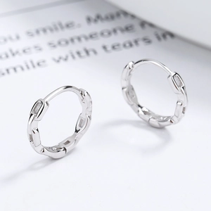 Minimalist 925 sterling silver chain link hoop earrings with a high-polished finish