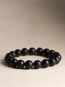 Macro shot of matte black round beads showing fine texture and professional craftsmanship