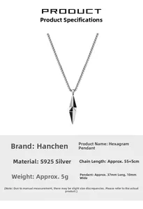 Spécifications de taille pour le pendentif hexagramme géométrique en argent S925
