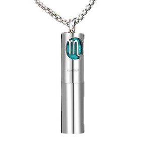 Stainless steel Scorpio constellation capsule pendant necklace with GLAMOUR engraving