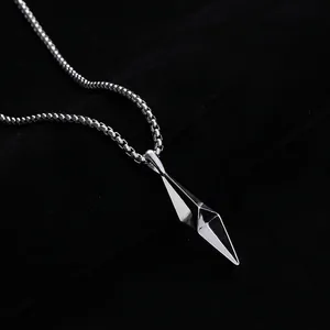 Collier avec Pendentif Hexagramme en Acier Inoxydable Prisme Polyèdre Géométrique Bijoux Minimalistes de Style Industriel