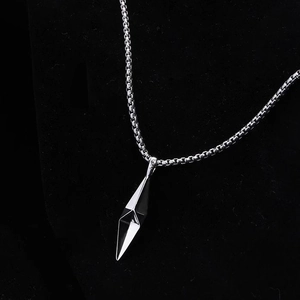 Collier en argent 925 avec pendentif prisme géométrique et chaîne à maille ronde