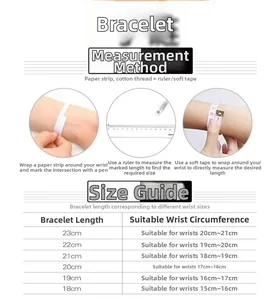 Guide des tailles détaillé pour bracelet en cuir avec instructions de mesure du poignet