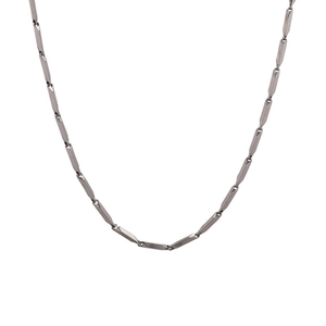 Modern geometric rhombus link chain necklace in silver stainless steel for men and women