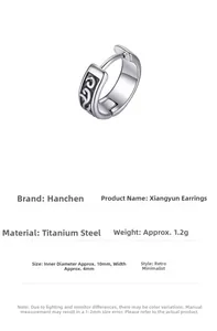 Detailed specs of titanium steel earring featuring vintage auspicious cloud relief