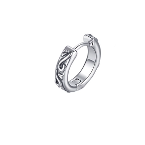 Retro sterling silver hoop earrings with intricate vintage cloud engraving for men and women