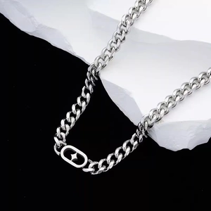 Collana a catena cubana in acciaio inossidabile argento con ciondolo stella da uomo