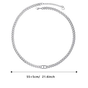 Collana a catena cubana in acciaio inossidabile con motivo a stella, lunga 55+5cm