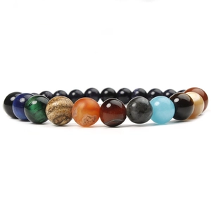 Solar system galaxy eight planets natural stone beaded bracelet with colorful gemstones