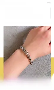 Detailed view of titanium steel double-layer bracelet with toggle clasp in punk style