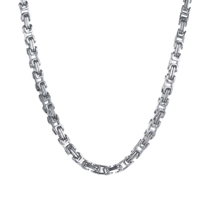 Polished silver stainless steel Byzantine chain necklace with hip hop style for men