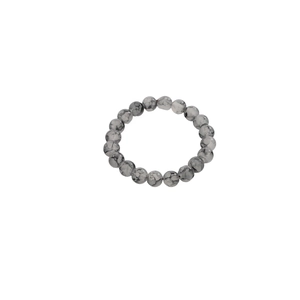 Bracciale minimalista con perline grigie effetto marmo e cordino elastico per tutti