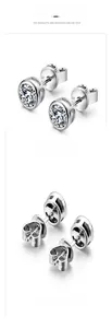 Detailansicht der S925 Sterling Silber Ohrstecker mit runden Zirkonia-Steinen im Schliff