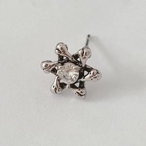 Orecchino a perno a esagono in acciaio inossidabile con zircone centrale brillante
