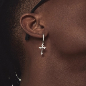 Hip Hop Kreuz Ohrstecker Damen Herren Kupfer Zirkonia Pave Ohrringe Mit Edelstahlstift Mode Schmuck Geschenk