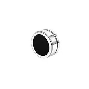 Polished titanium steel magnetic clip-on earring with black enamel inlay for men and women