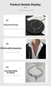 Detail of titanium steel necklace with black zircon star pendant and pearl link chain