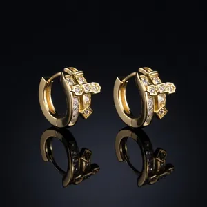 Boucles d'Oreilles Huggie Gèomètriques en Strass Carrè Style Europèen et Amèricain pour Hommes Femmes Cuivre èlectroplaquè Bijoux Punk