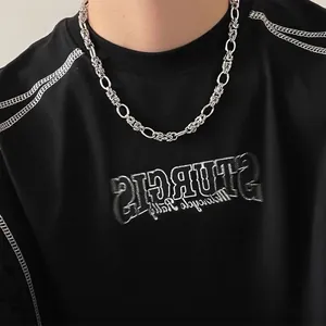 Collier Chaîne en Acier Inoxydable Fait à la Main Punk Hip Hop Hommes Femmes Couleur Argent Gothique Streetwear Bijoux