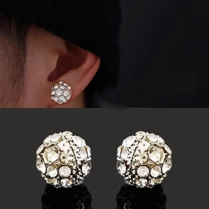 Orecchini a Clip Magnetici Sferici di Lusso per Uomo Donna Senza Buco in Lega con Strass Pavé Accessori di Gioielleria