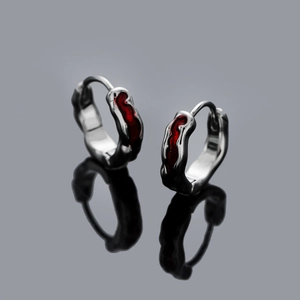 Unisex Irregular Red Venom Texture Hoop Earrings Copper Electroplated Fluid Metal Gothic Punk Style Earring Jewelry Gift