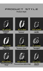 Collection of S925 silver earring styles including starburst, chain and textured designs