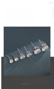 Detailed set of six cubic zirconia stud earrings in assorted sizes with claw settings