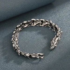 Vintage Alloy Dragon Scale Keel Bracelet For Men Women New Chinese Style Dragon Head Link Chain Bracelet Personalized Jewelry