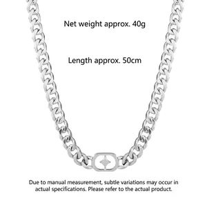 Collana a catena cubana in acciaio inossidabile con stella, lunga 50cm e 40g
