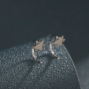 Boucles d'oreilles étoile hexagramme en argent poli style demi-créole pour homme et femme