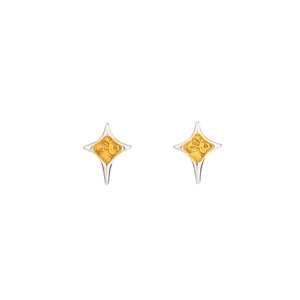 Boucles d'oreilles étoile à croix dorée avec détails métalliques bicolores argent et or