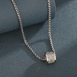 Minimalist Stainless Steel Rhinestone Cylindrical Pendant Necklace For Unisex Silver Waist Design Box Chain Luxury Jewelry