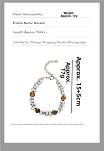 Detailed view of silver beads and amber stones bracelet with 15+5cm length and 17g weight