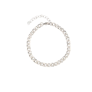 Bracciale a catena cubana in acciaio inossidabile argento con chiusura a moschettone