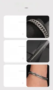 Detailed macro view of polished stainless steel Cuban link bracelet showing smooth surface