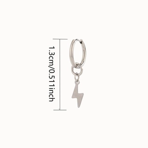 Boucles d'oreilles créoles éclair argentées, bijoux minimalistes avec pendentif 1,3 cm