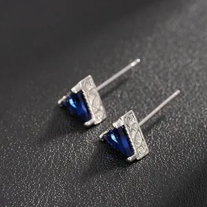 Trendy Triangle Cut Rhinestone Stud Earrings Copper Plated Geometric Gemstone Earrings For Men Women Hip Hop Jewelry