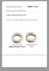 Boucles d'oreilles clips croix argentées sans perçage de 13mm en acier au titane poli