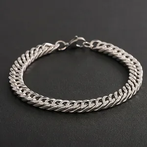 Minimalist Titanium Steel Cuban Link Bracelet For Men Women Silver Tone Heavy Duty Hip Hop Fashion Jewelry Cool Wrist Chain Gift