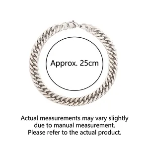 Silver Cuban link bracelet in durable stainless steel with lobster clasp 25cm length