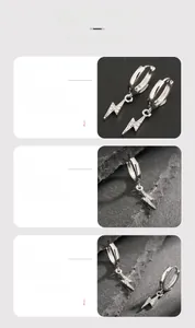 Détails de boucles d'oreilles éclair avec zircons blancs micro-sertis et fini argent