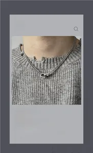 Gros plan du collier double épaisseur en acier titane argenté avec fermoir rectangulaire